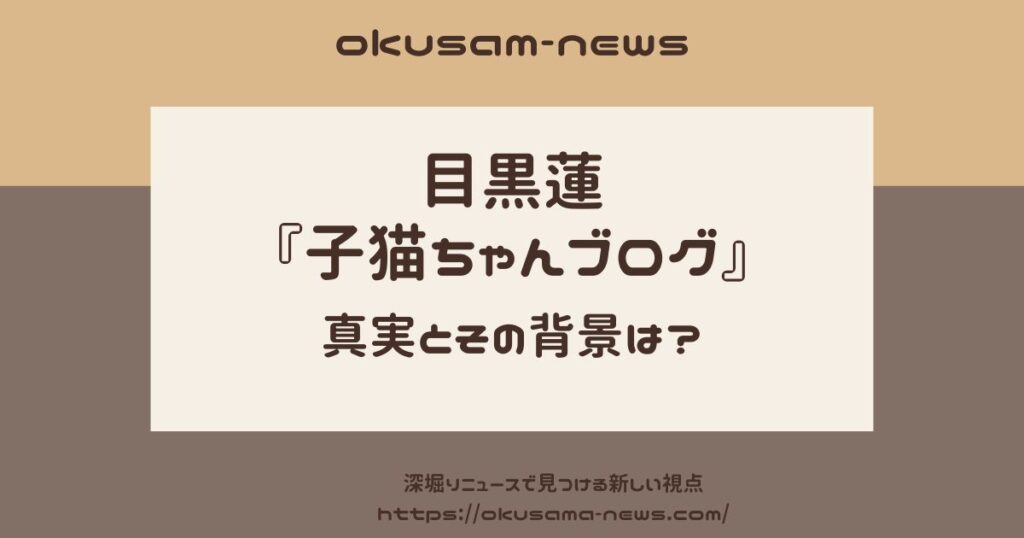 【全文】目黒蓮の子猫ちゃんブログの真実！その意図と背景を探る